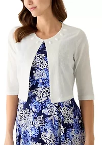 Women's 3/4 Sleeve Floral Jacket Dress Set