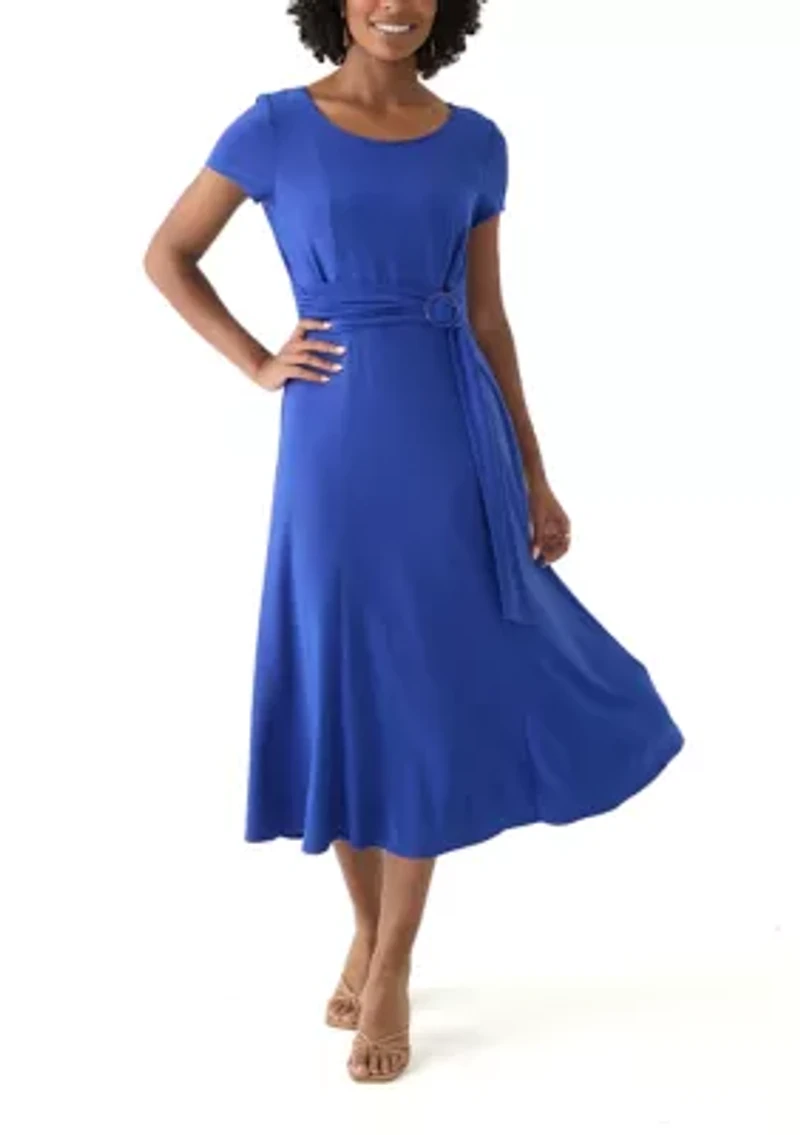 Women's Short Sleeve Solid A-Line Dress