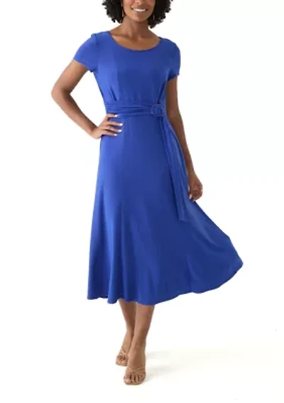Women's Short Sleeve Solid A-Line Dress