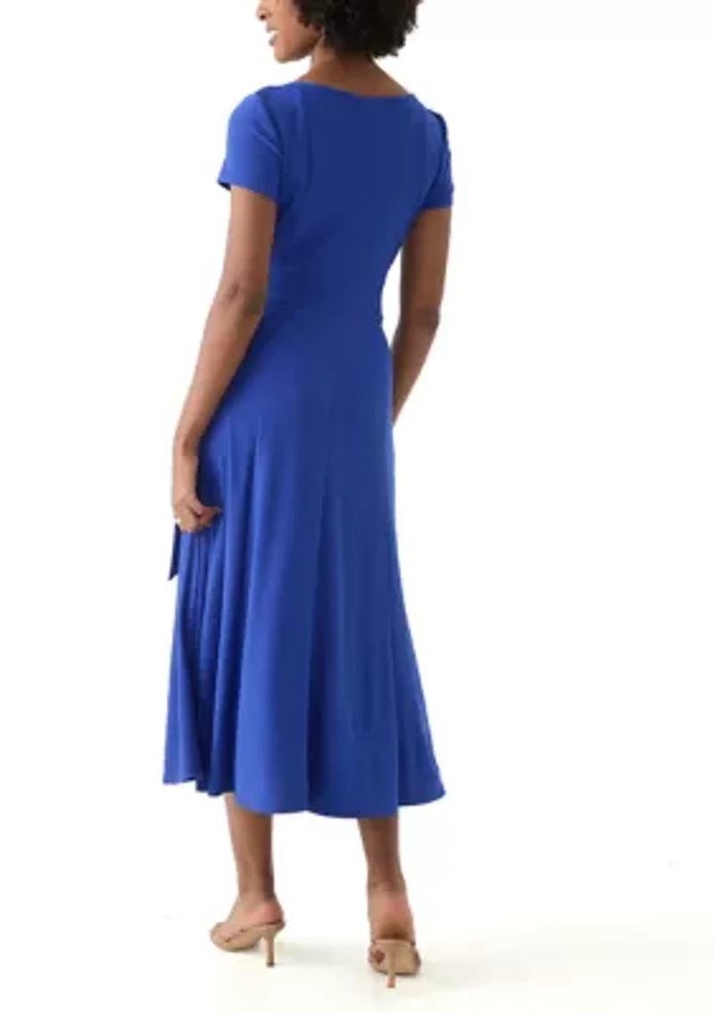 Women's Short Sleeve Solid A-Line Dress