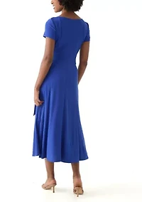 Women's Short Sleeve Solid A-Line Dress