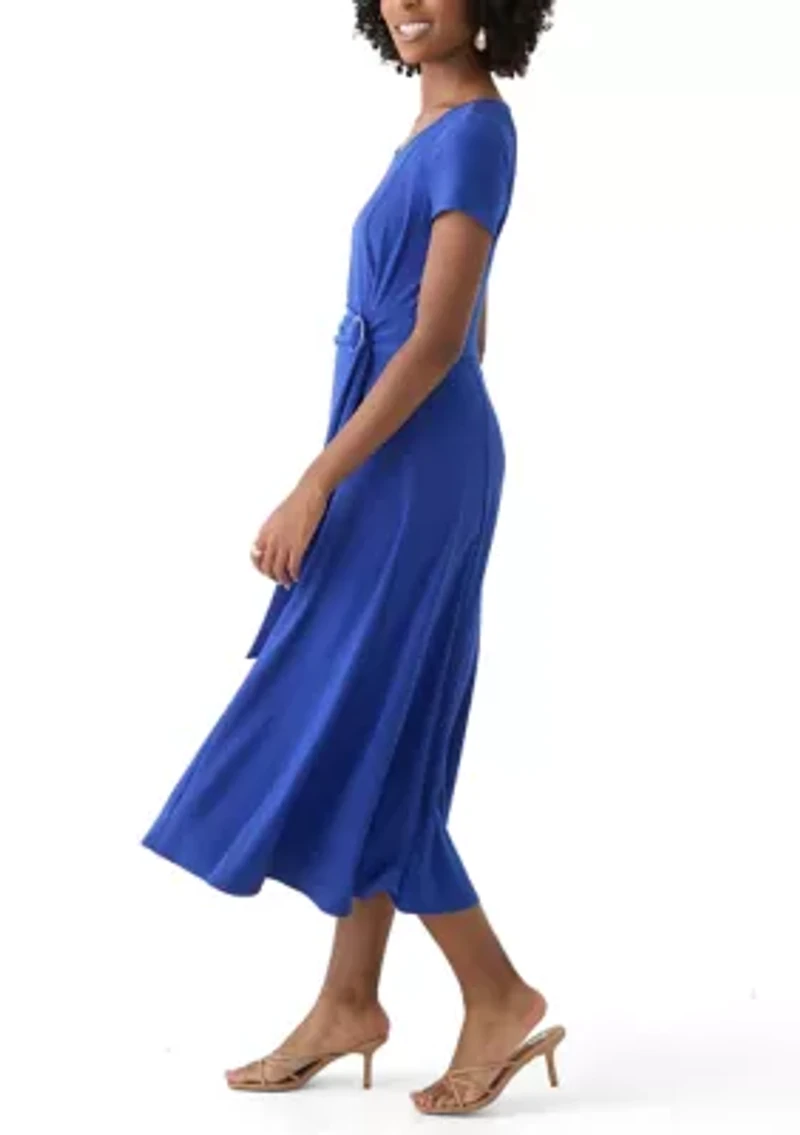 Women's Short Sleeve Solid A-Line Dress