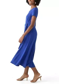 Women's Short Sleeve Solid A-Line Dress