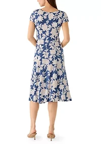 Women's Floral Belted Midi Dress