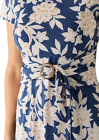 Women's Floral Belted Midi Dress