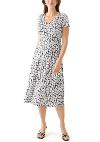 Women's Short Sleeve V-Neck Printed Dress