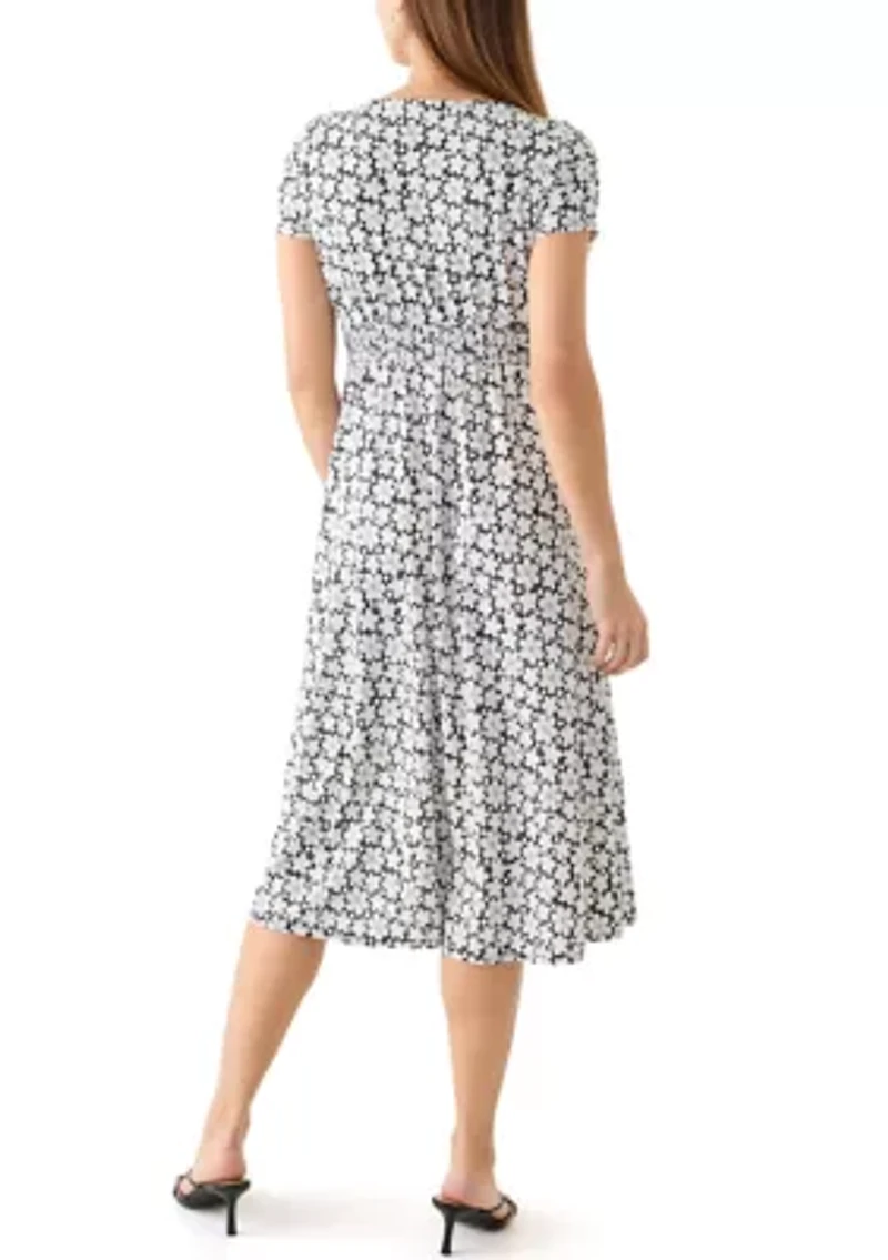 Women's Short Sleeve V-Neck Printed Dress