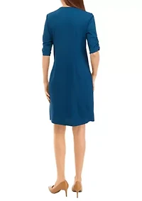 Women's Elbow Sleeve Plaid Jacket Dress
