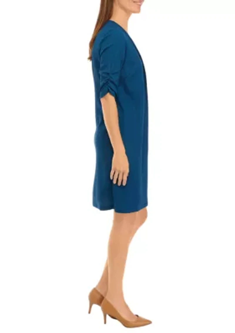 Women's Elbow Sleeve Plaid Jacket Dress