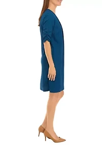 Women's Elbow Sleeve Plaid Jacket Dress