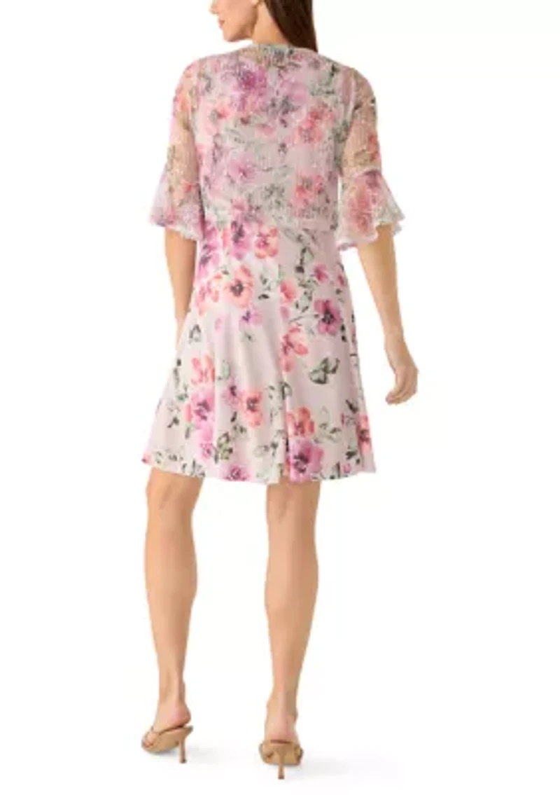 Women's Floral Lace Jacket Dress