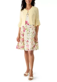 Women's Floral Lace Jacket Mini Dress