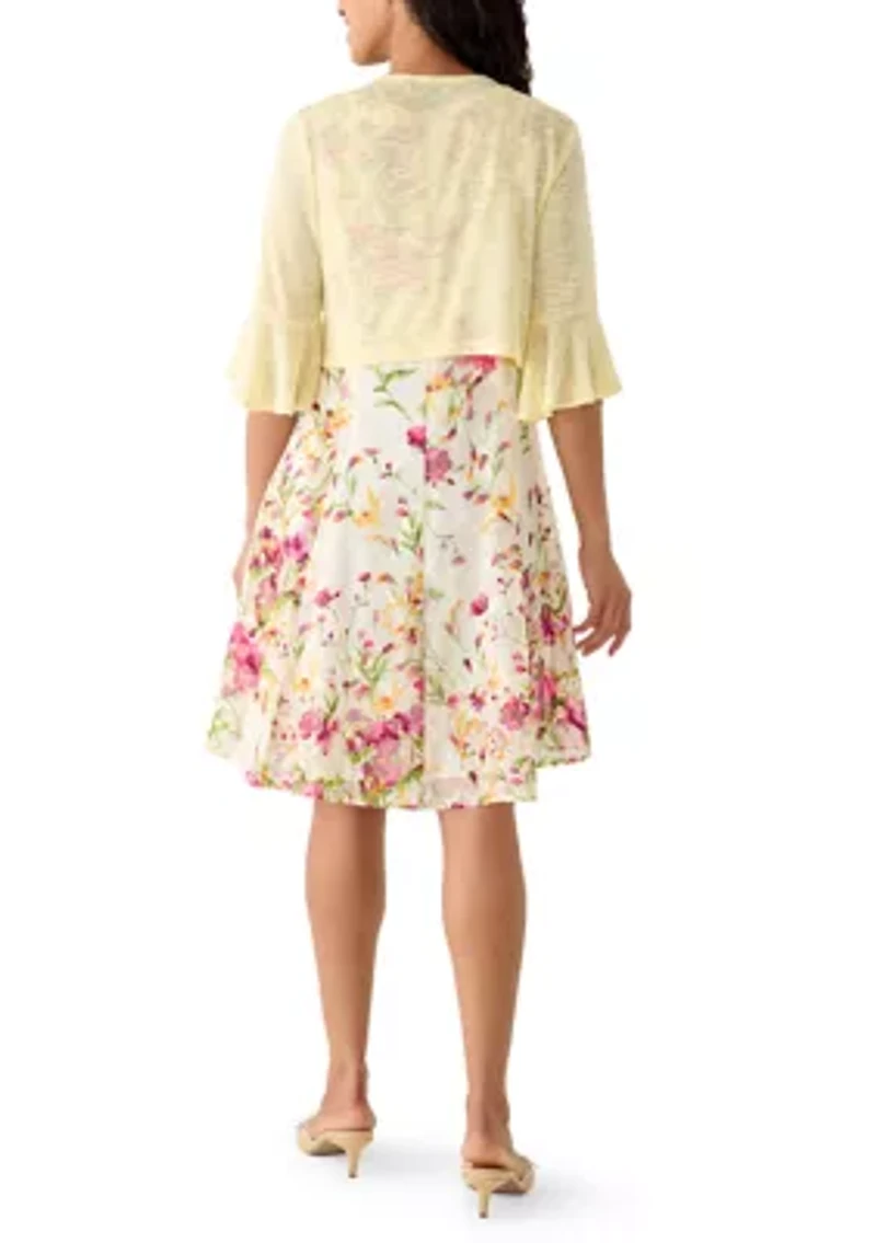 Women's Floral Lace Jacket Mini Dress