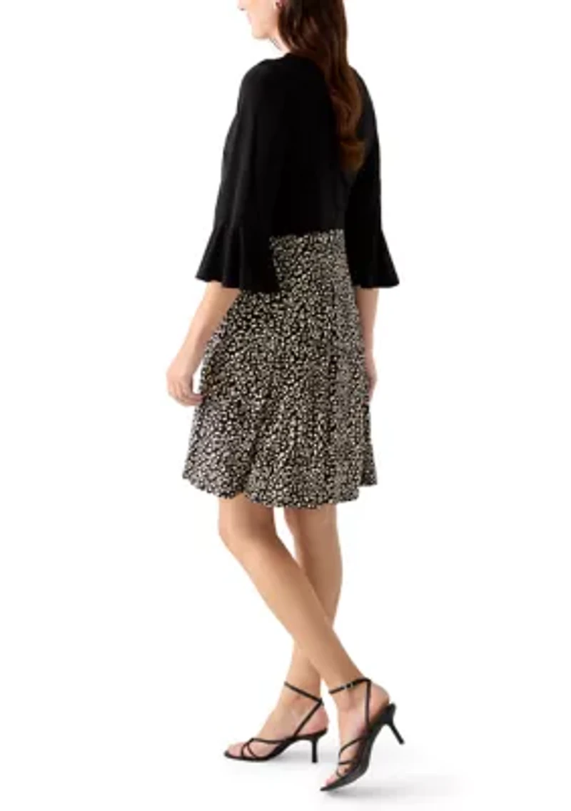 Women's 3/4 Bell Sleeve Crepe Jacket and Dress Set