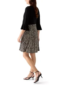 Women's 3/4 Bell Sleeve Crepe Jacket and Dress Set