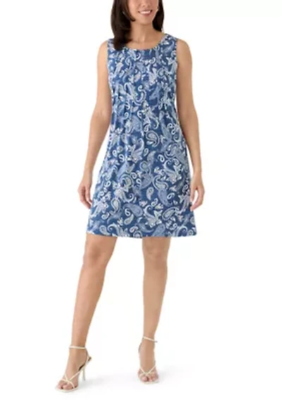 Women's Sleeveless Crew Neck Paisley Print Dress