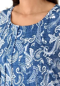 Women's Sleeveless Crew Neck Paisley Print Dress