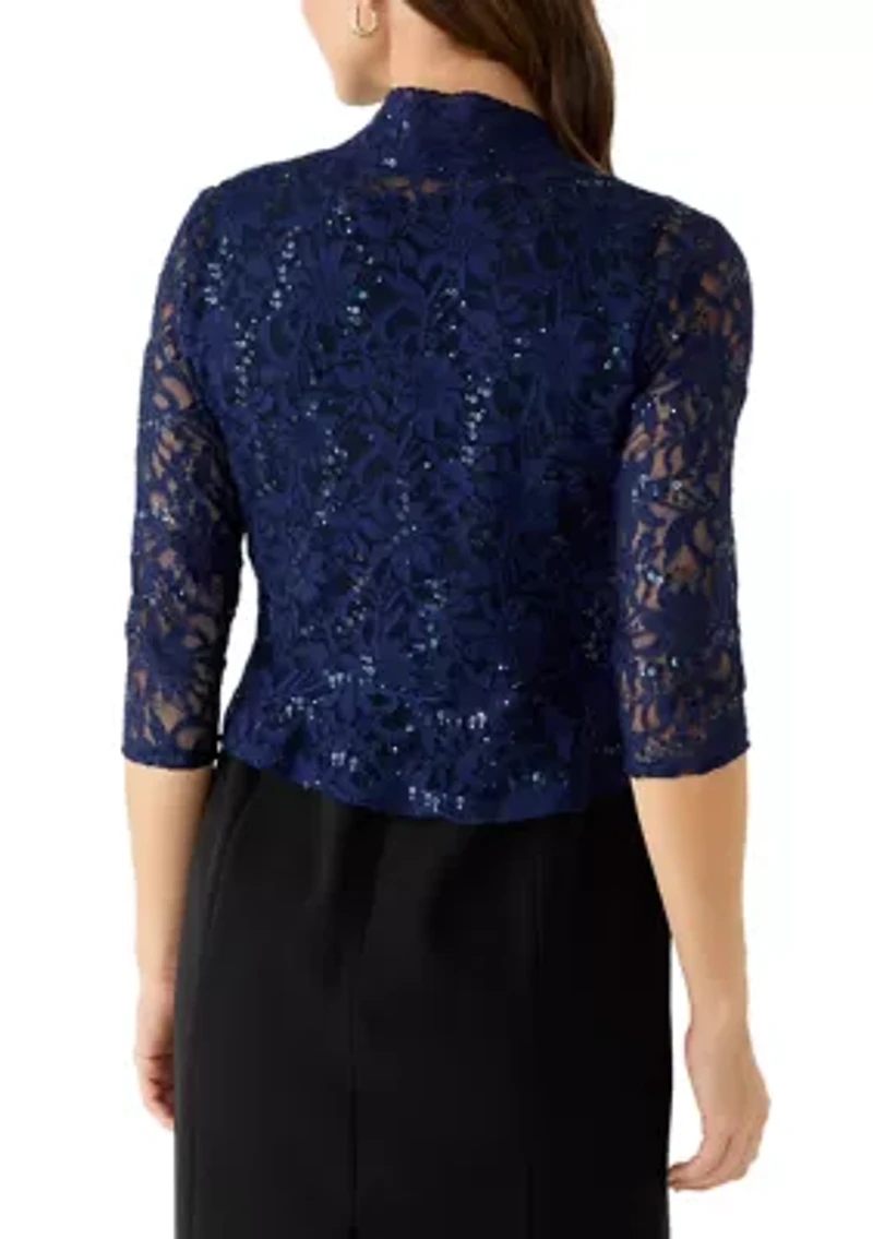 Women's Tie Front Open Lace Cardigan