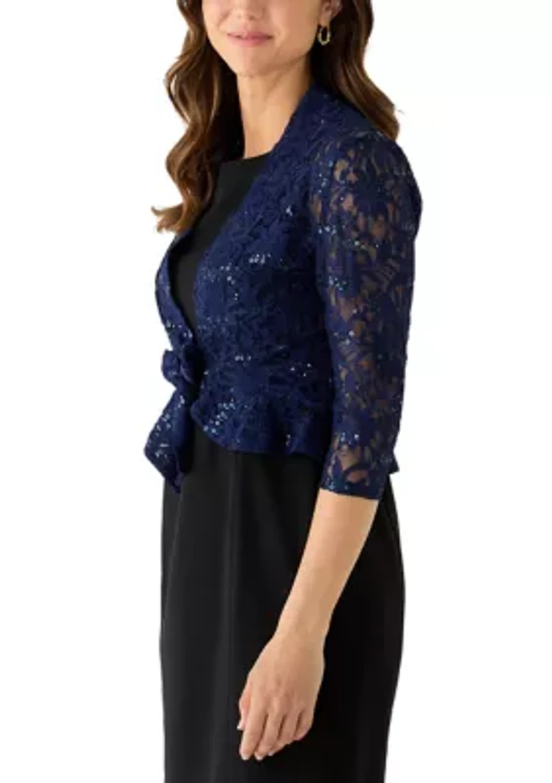Women's Tie Front Open Lace Cardigan