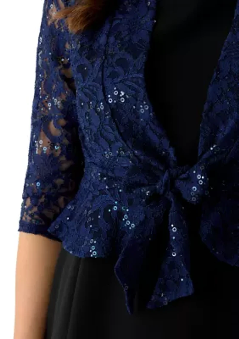 Women's Tie Front Open Lace Cardigan