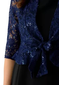 Women's Tie Front Open Lace Cardigan