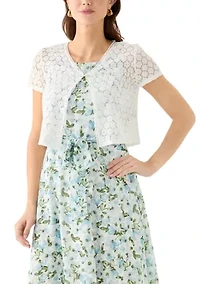 Women's Short Sleeve Solid Lace Shrug