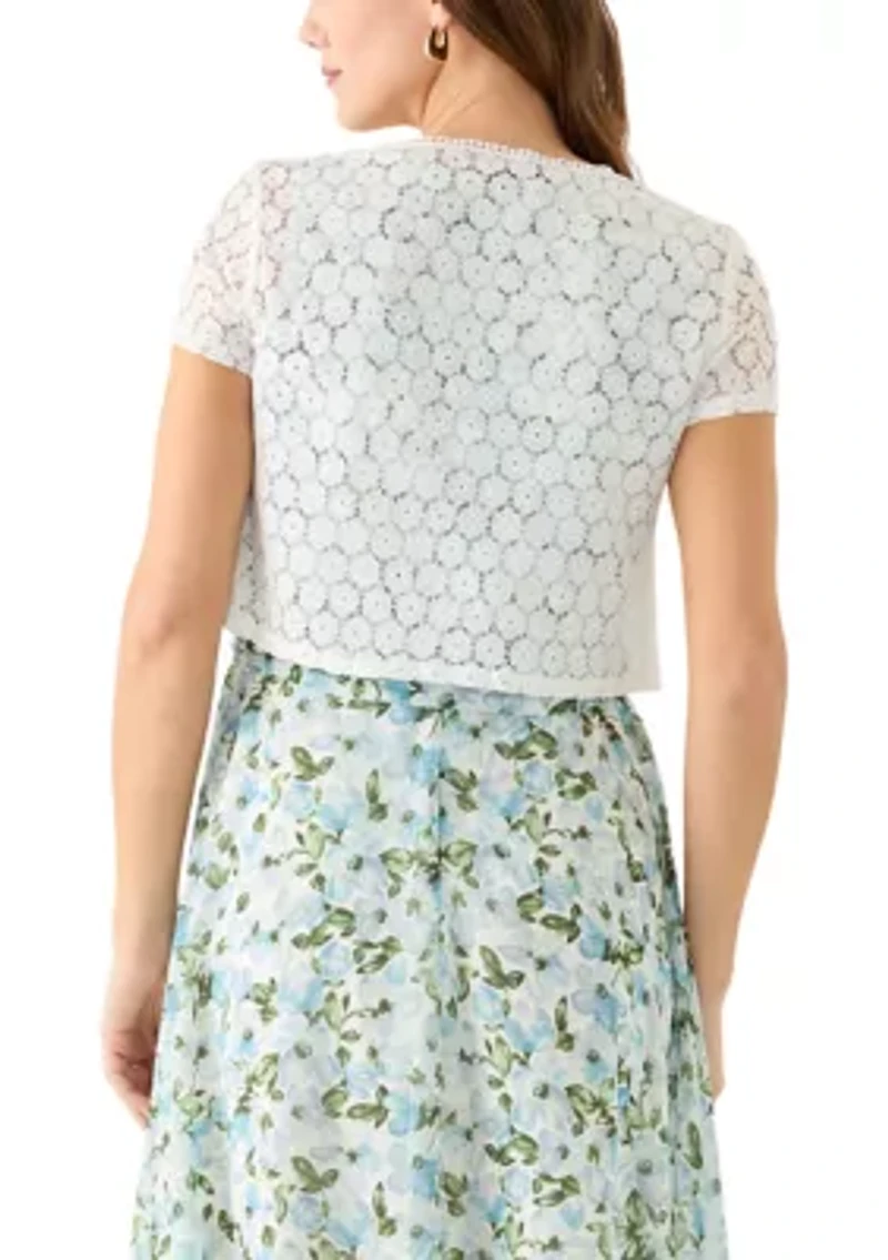 Women's Short Sleeve Solid Lace Shrug