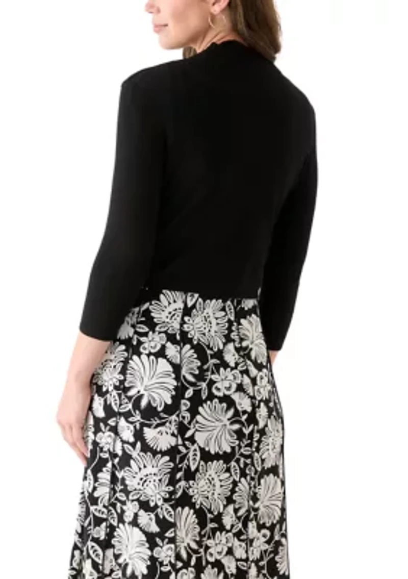 Women's 3/4 Sleeve Scalloped Edge Shrug