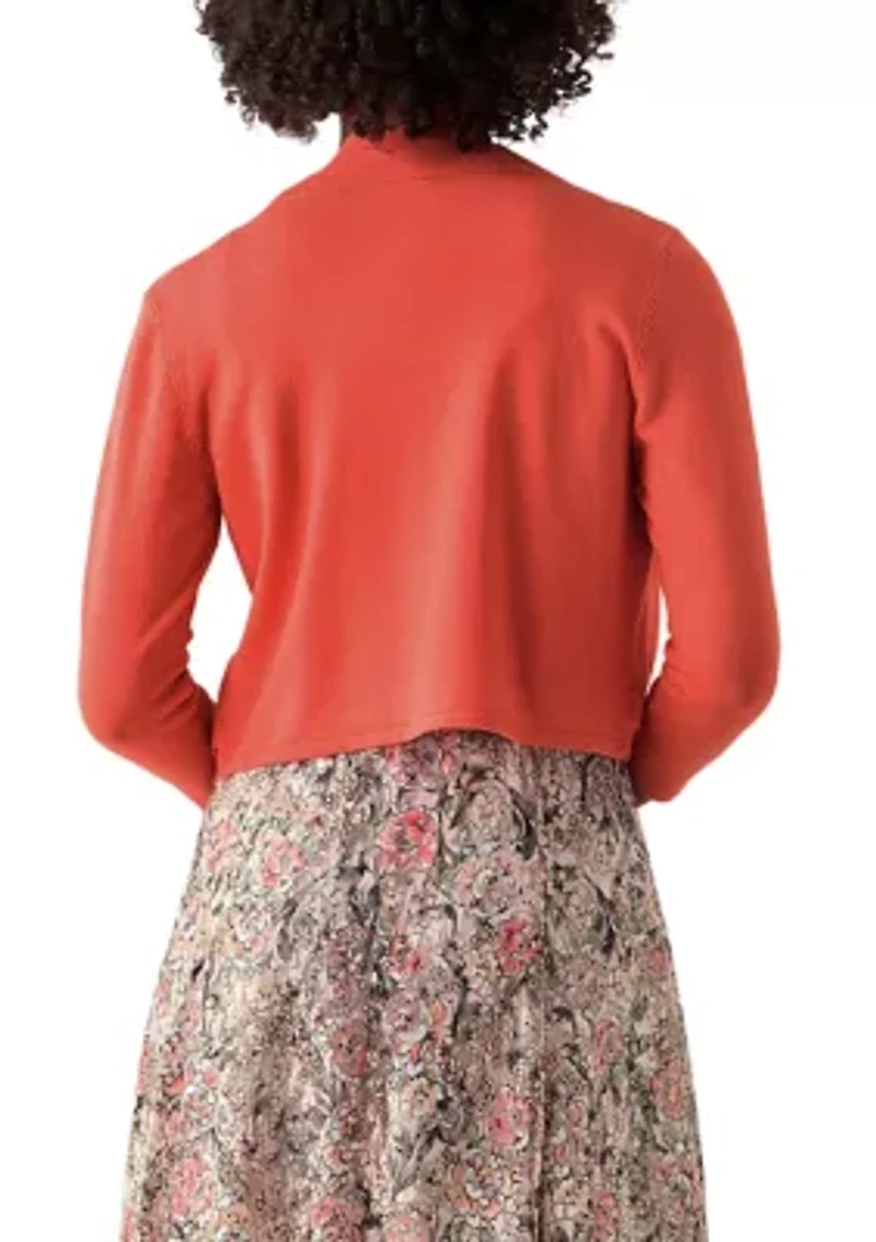 Women's 3/4 Sleeve Scalloped Edge Shrug