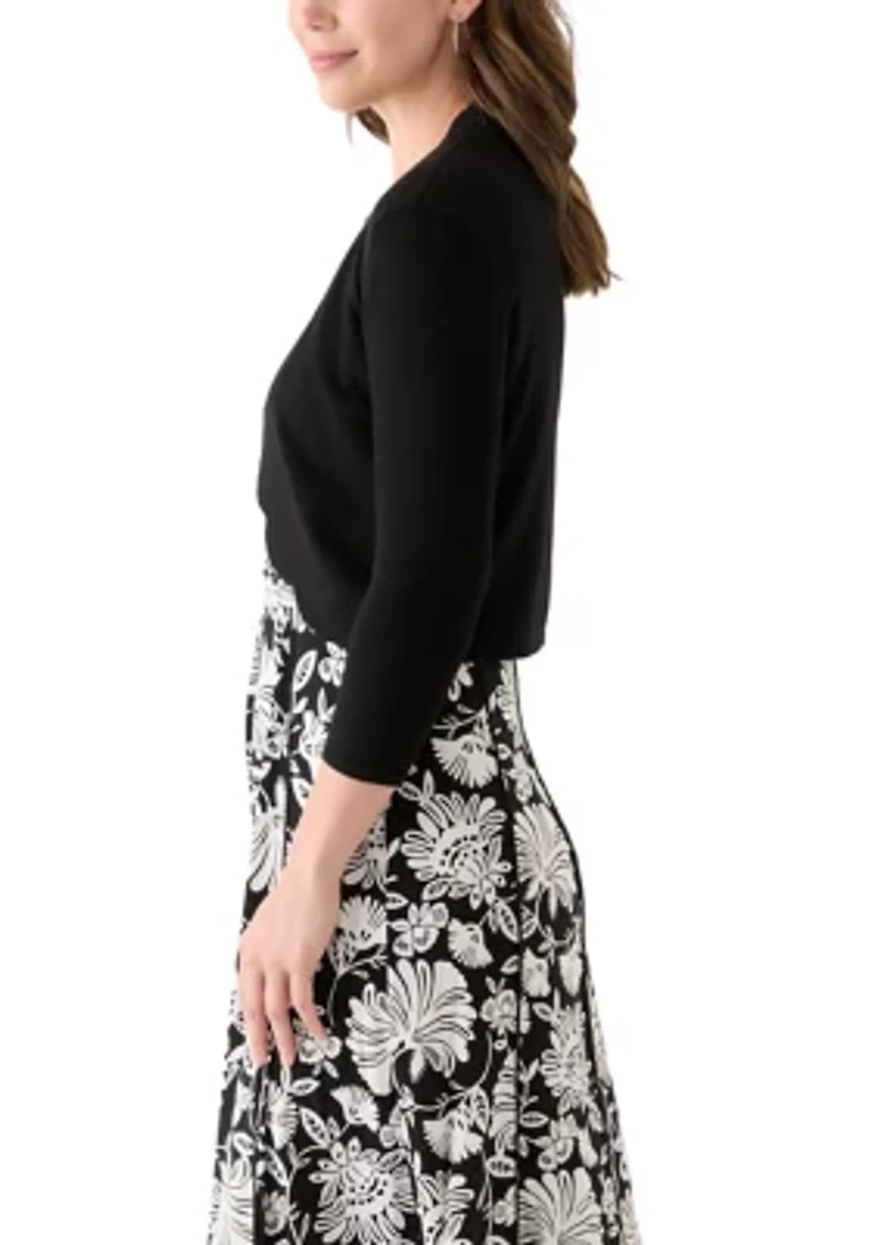 Women's 3/4 Sleeve Scalloped Edge Shrug