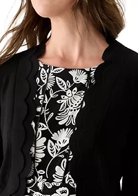 Women's 3/4 Sleeve Scalloped Edge Shrug