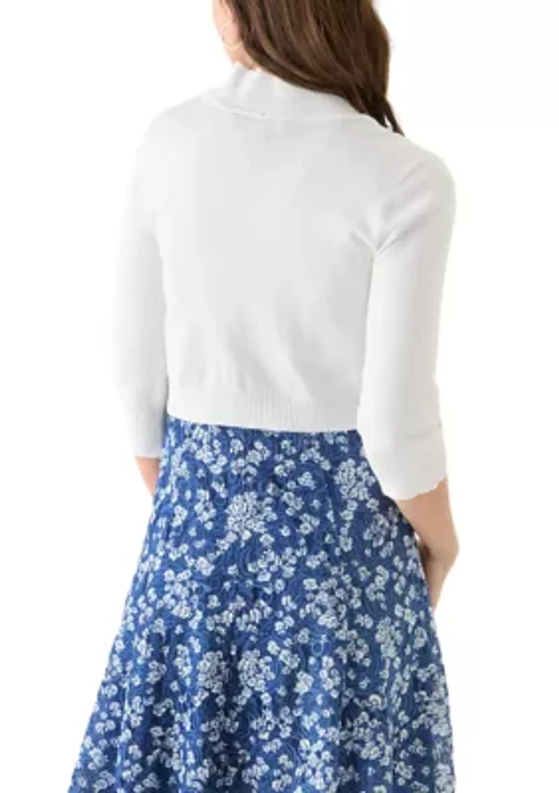 Women's 3/4 Sleeve Solid Shrug