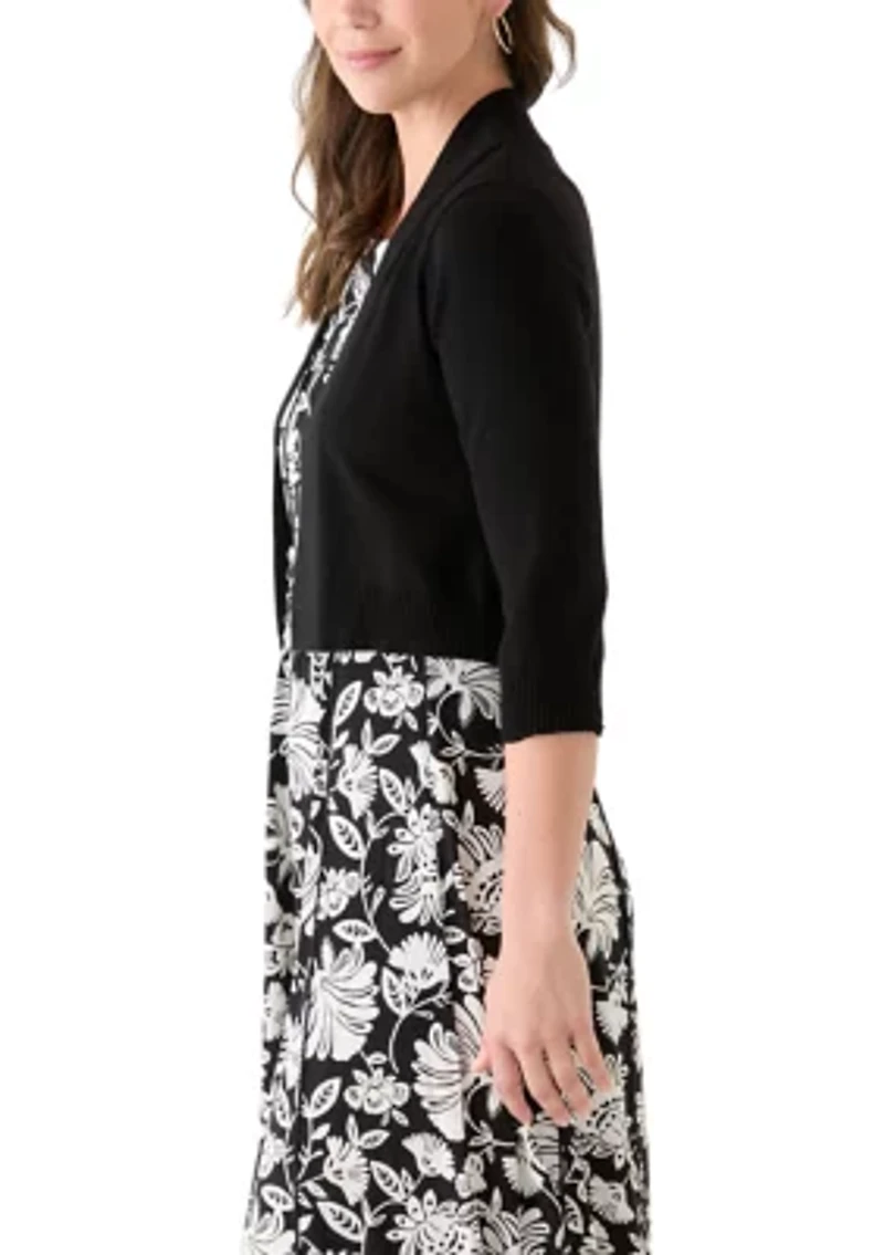 Women's 3/4 Sleeve Solid Shrug