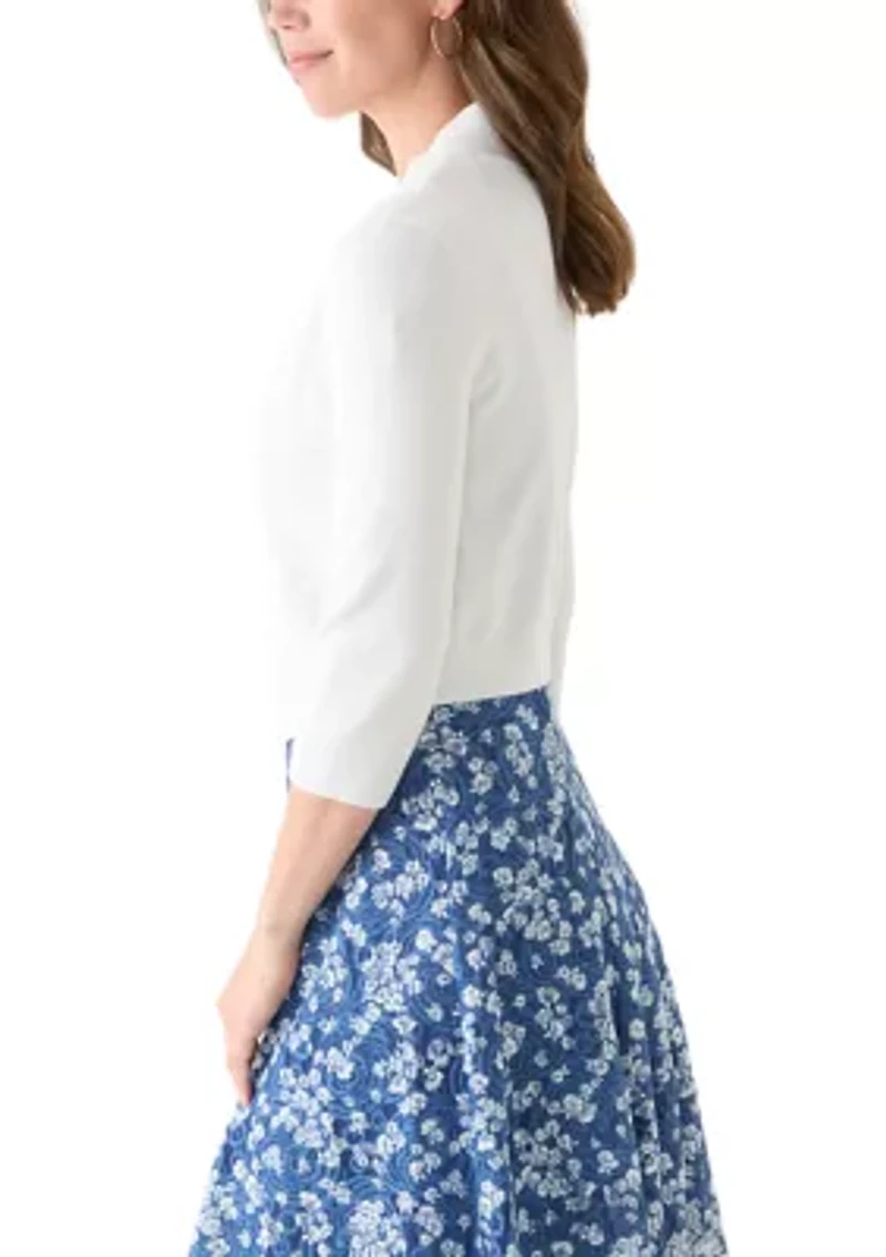 Women's 3/4 Sleeve Solid Shrug