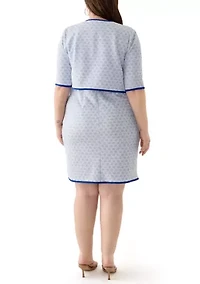 Plus 3/4 Sleeve Bouclé Sheath Jacket Dress