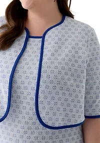 Plus 3/4 Sleeve Bouclé Sheath Jacket Dress