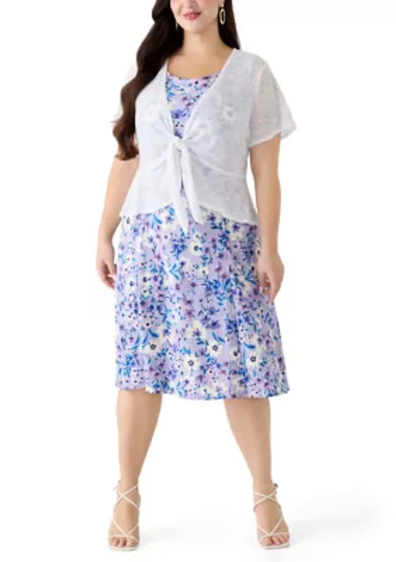 Plus Tie Front Jacket and Dress