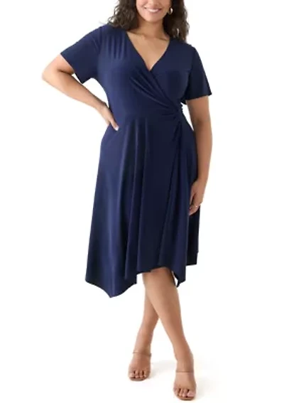Plus Solid Fit and Flare Midi Dress