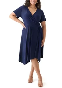 Plus Solid Fit and Flare Midi Dress