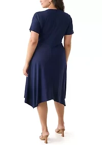 Plus Solid Fit and Flare Midi Dress