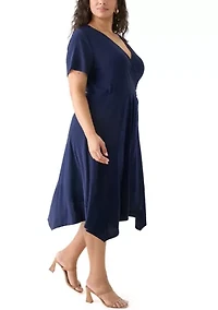 Plus Solid Fit and Flare Midi Dress