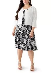 Plus Floral Dress and Jacket Set