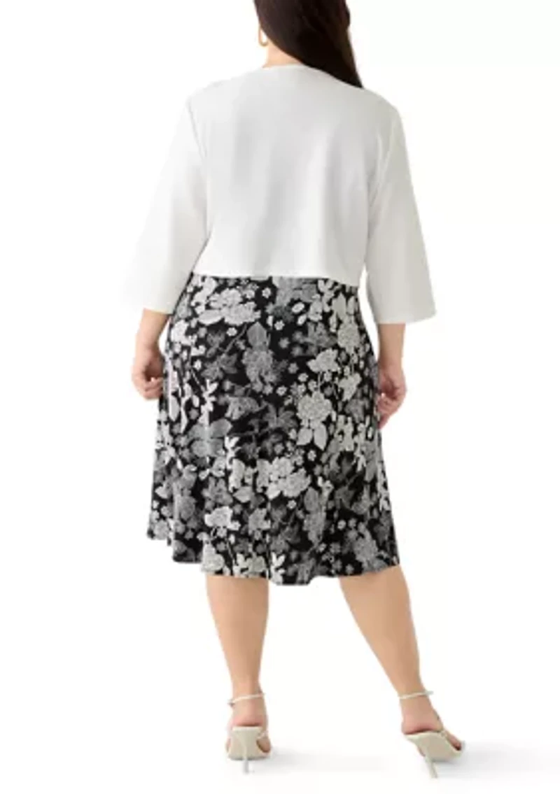 Plus Floral Dress and Jacket Set