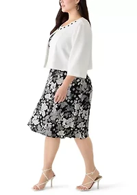 Plus Floral Dress and Jacket Set