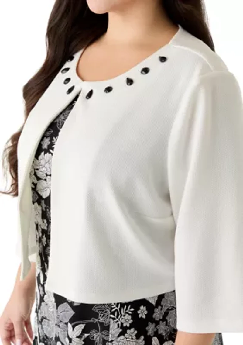 Plus Floral Dress and Jacket Set