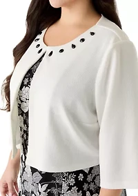 Plus Floral Dress and Jacket Set