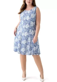 Plus Floral Print Dress with 3/4 Bell Sleeve Jacket