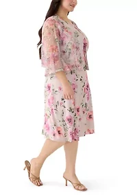 Plus Three-Quarter Sleeve Jacket Dress