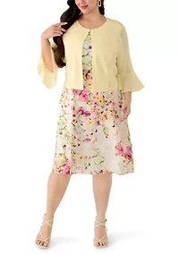 Plus Sleeveless Dress with Lace Jacket