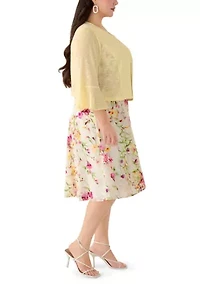 Plus Sleeveless Dress with Lace Jacket